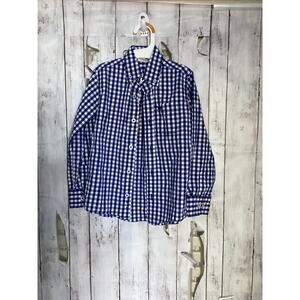 Jack Thomas Boys Blue White Gingham Checkered Long-Sleeve Button-Down Shirt 4T